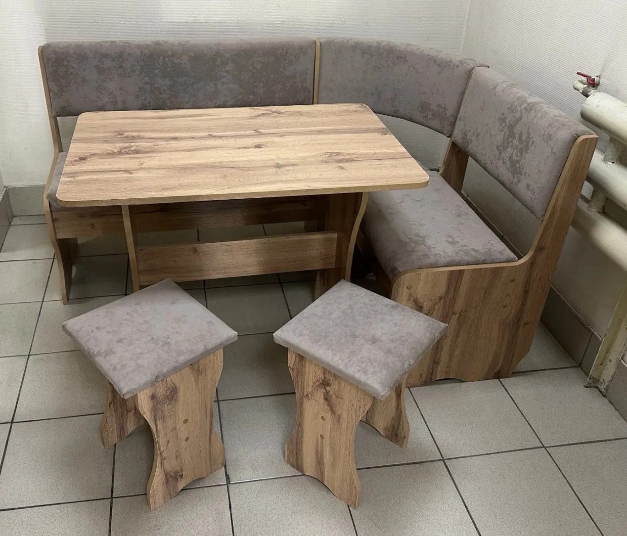 Кухонный уголок Миссия V велюр (дуб вотан) в Искитиме - mebel154.com