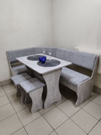 Кухонный уголок Миссия V велюр (цемент) в Искитиме - mebel154.com