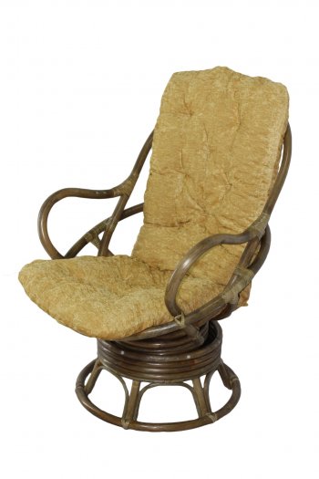 Кресло-качалка Swivel Rocker (Ротанг №6, ткань Mulan 152) в Искитиме - mebel154.com